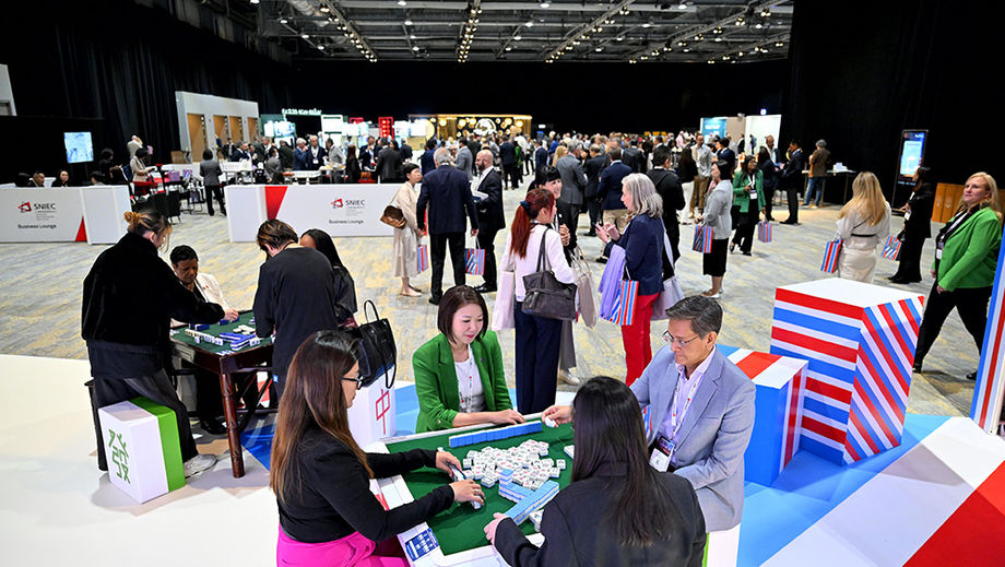 Delegates at the UFI Global Congress engaged in games of mahjong in between plenary sessions.