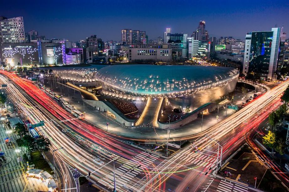 SCB has established Infection-free Zones for events in the city. Pictured: Dongdaemun Design Plaza, designed by renowned architect Zaha Hadid.