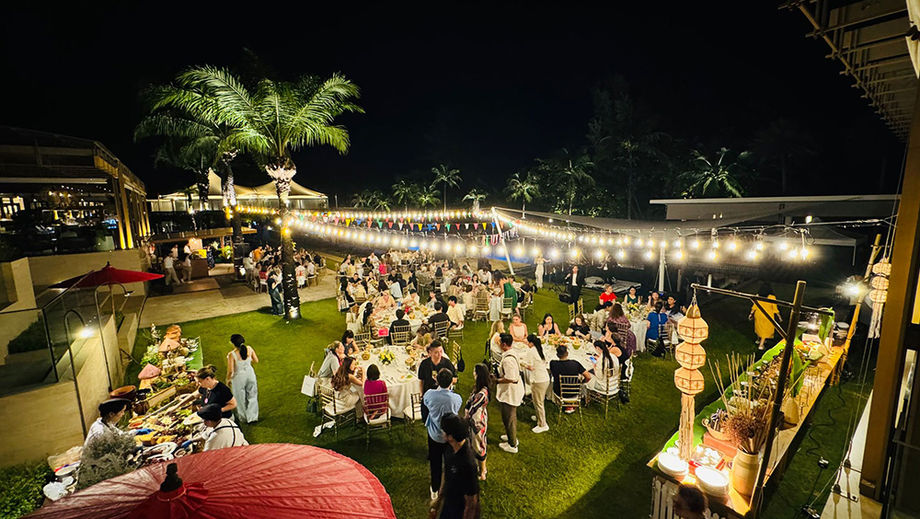 An open-air dinner at the Poolside Lawn — just one of many experiences planners can expect from the events team at Hyatt Regency Phuket Resort.