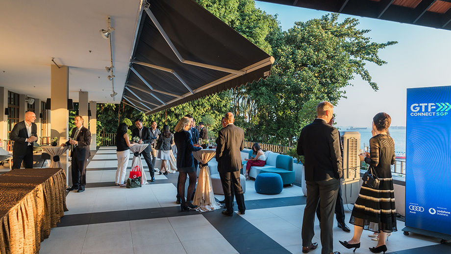 Networking during Greentech Festival’s GTF Connect Singapore at the cliffside Sofitel Singapore Sentosa Resort & Spa, which overlooks the South China Sea.