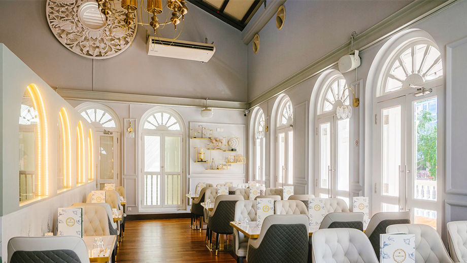Halal French-Malayan restaurant with multi-course corporate menus, AV systems and more. Credit: The White Label