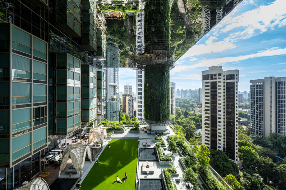 The new Pan Pacific Orchard stands as a lush high-rise garden floating amid Singapore’s skyscrapers.