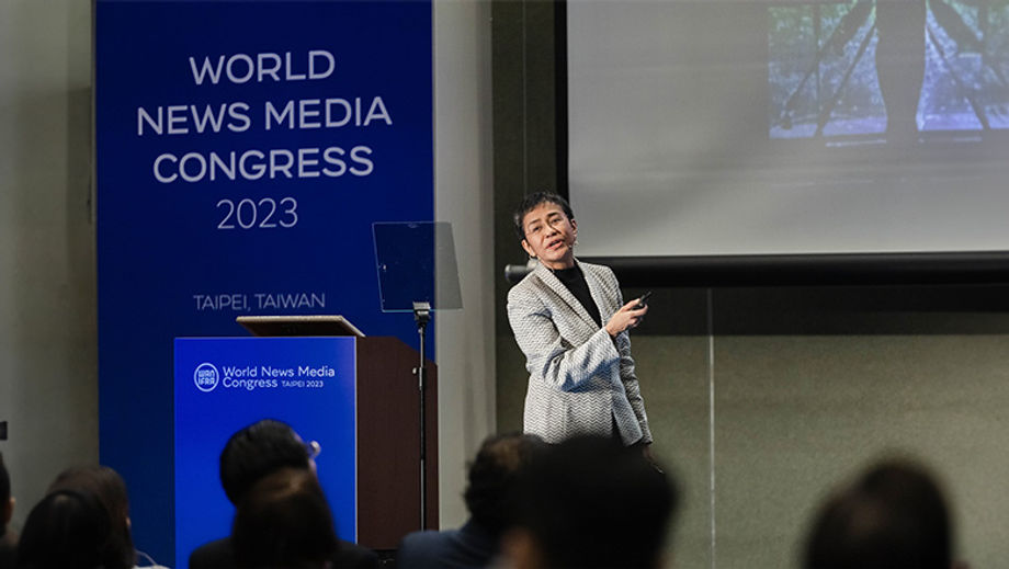 Maria Ressa, the Nobel Peace Prize laureate and founder of Philippine media outlet Rappler, was a keynote speaker at the 74th World News Media Congress in Taipei.