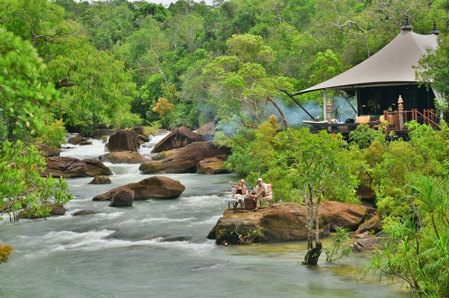 The all-inclusive Shinta Mani Wild is a jungle retreat and conservation project, featuring 15 tents perched over 1.5 km of river, waterfalls and jungle.