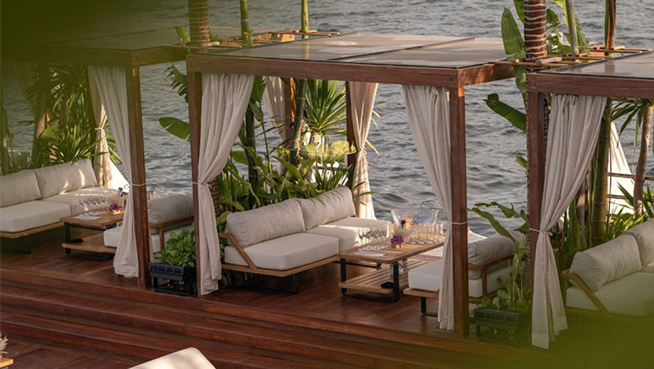 Private cabanas at Yona Beach Club.