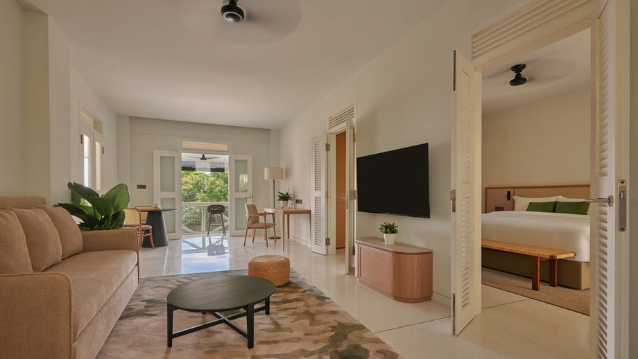 The Amara Junior Suite, which comes with its own living room area, is suitable for long-term stays.