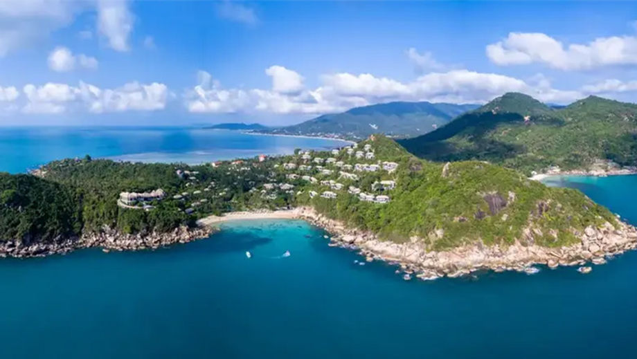 An aerial view of the resort which is in Samui, an island off Thailand’s east coast.