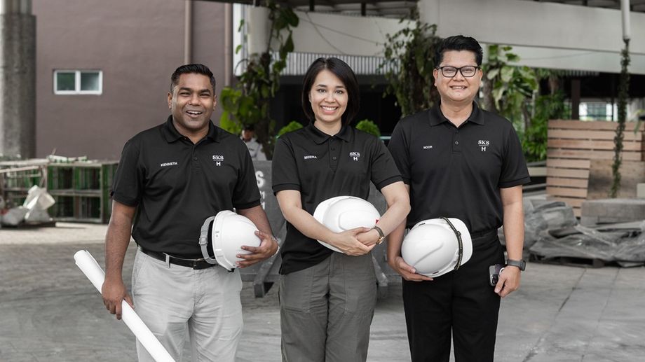 SKS Hospitality and Marriott will launch Four Points by Sheraton Johor Bahru by 1Q 2026. Pictured: Kenneth (GM), Meera (Head of Hospitality, SKSH) and Noor (OM) during a recent visit to the hotel site.
