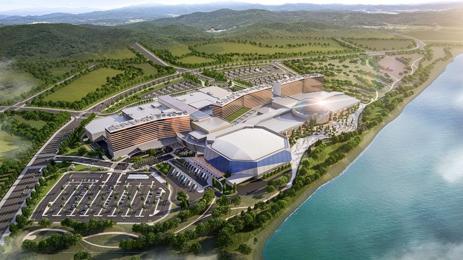 Aerial view of Mohegan INSPIRE Entertainment Resort.