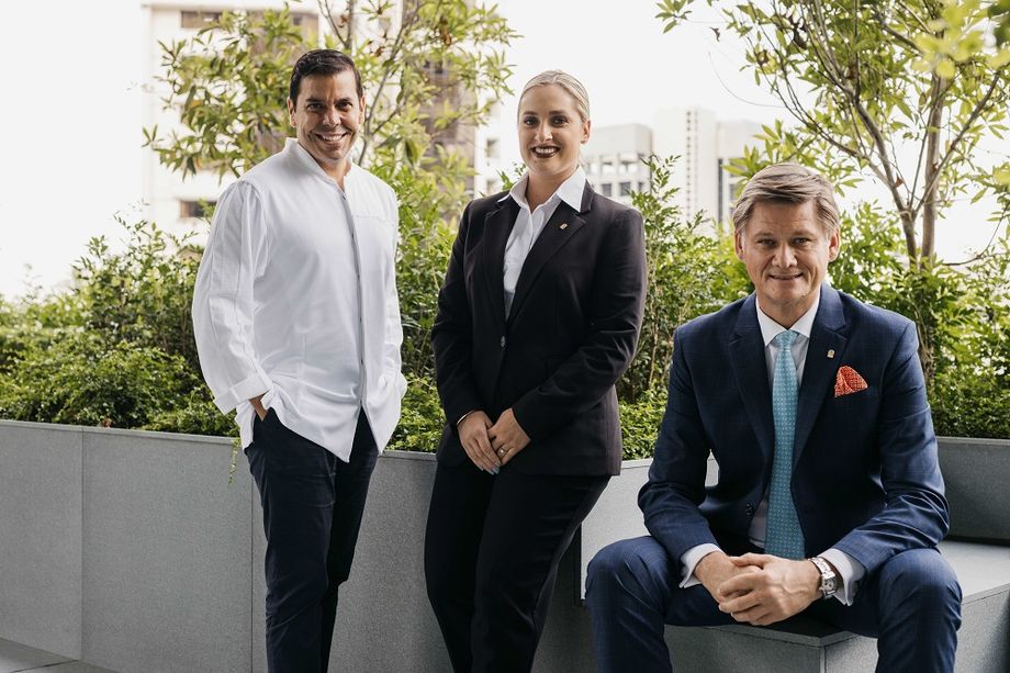 Forging new heights for Pan Pacific Orchard (left to right): Pedro Samper, executive chef; Amelia Matheson, director of F&B; and Marcel Holman, general manager of Pan Pacific Orchard and vice president of operations for China, Japan and Indonesia.