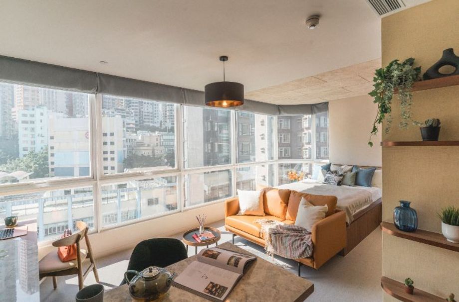 Living Room at Weave Suites — Central West in Hong Kong.