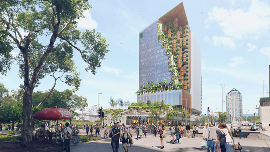 Artist’s impression of the Parkroyal Collection Faber House hotel which will include biophilic design elements such as a steep waterfall.