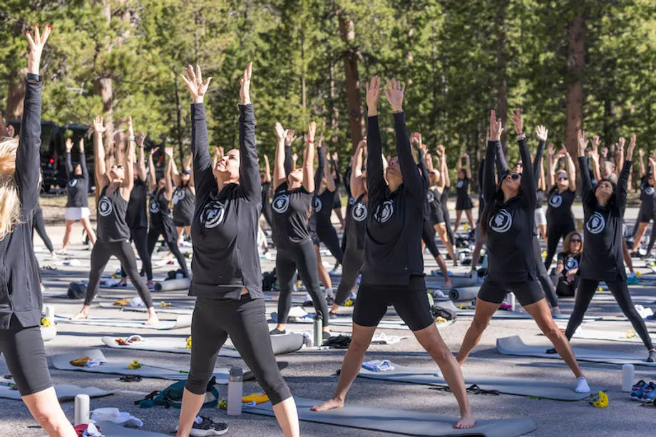 Christine Frazzitta of Zeeta Body leads a Yin Yoga session at the base of Mt. Charleston.