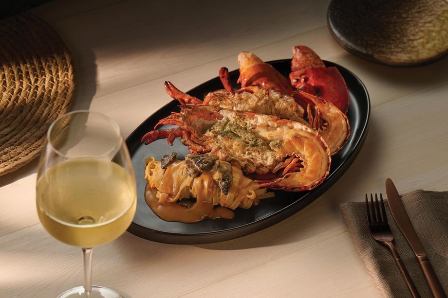 Fettuccine made from pulverised fish bones, served with lobster at JW Marriott Hong Kong.
