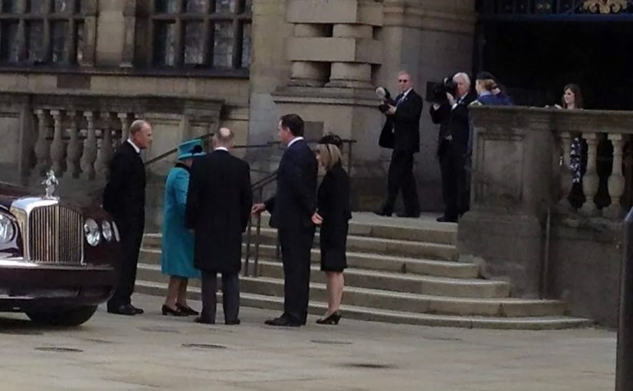Jeni Harvey (far right) greeted the Queen at Sheffield Town Hall in 2015.