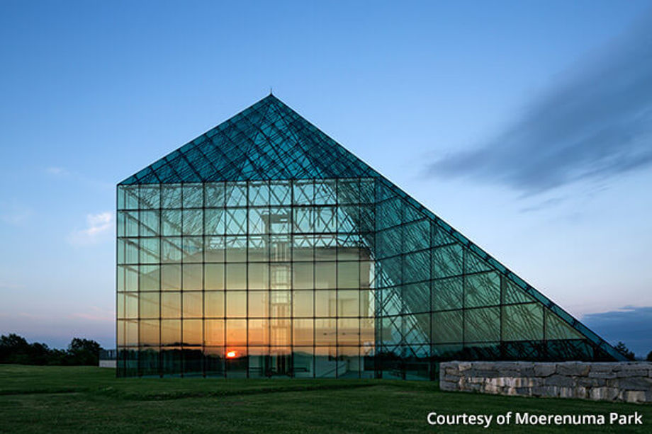 The iconic Glass Pyramid of Moerenuma Park, a former landfill site now offering banquet space.