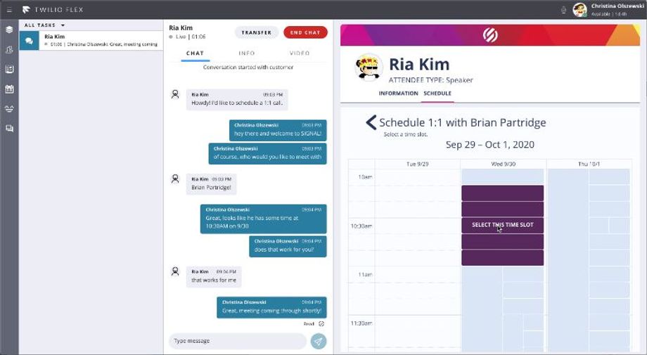 Twilio embedded voice, messaging, video, and chat into its virtual conference platform to improve the user experience.