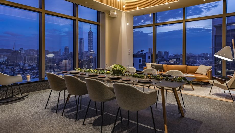 Hotel Studio with a view of Taipei’s 101 at Amba Taipei Songshan.