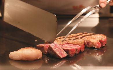 Kobe Beef on a teppanyaki grill