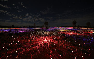 The sprawling light installation, Field of Light in Uluru by British artist Bruce Munro.