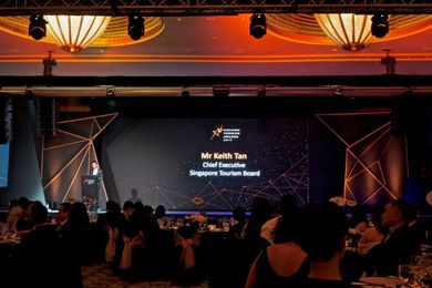 STB’s chief executive, Keith Tan, speaking at the Singapore Tourism Awards 2019.