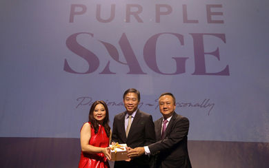 Chris Loh, co-owner and creative director, Purple Sage; Png Cheong Boon, CEO, Enterprise Singapore); Alan Tan, co-owner and managing director, Purple Sage at the launch event.