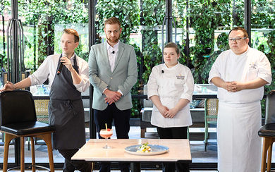 The InterContinental culinary team with Sebastian Reischer, Claudio Russo, Chelsea Logan and Eric Neo.