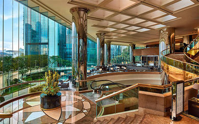 A view of JW Marriott Hotel Hong Kong’s lobby.