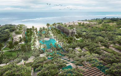The Apurva Kempinski Bali’s commanding beachfront view.