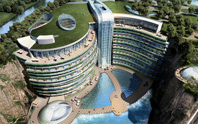 Guests at InterContinental Shanghai Wonderland will view waterfalls from their balconies.