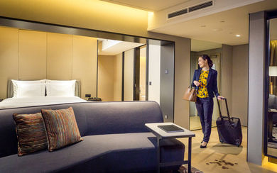 At Swissôtel The Stamford, the lights turn on automatically upon sensing movement.