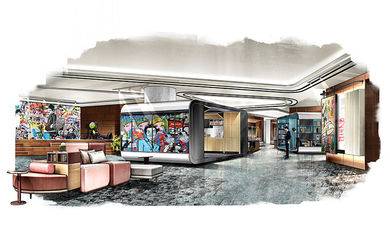 Artist’s rendering of the creative breakout space at Swissôtel Jakarta PIK Avenue.