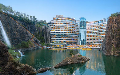 The InterContinental Shanghai Wonderland transforms the abandoned quarry and looks particularly stunning at night.