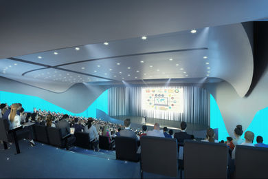 Render of Te Pae’s auditorium.