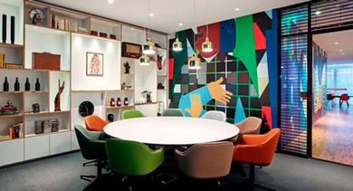 Meeting room in citizenM Rotterdam, Netherlands.