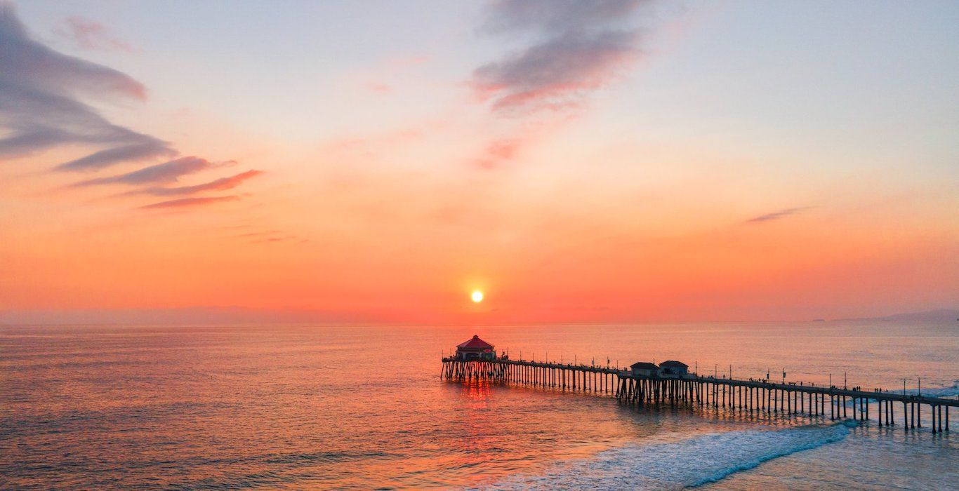 Huntington Beach Sunset Drone