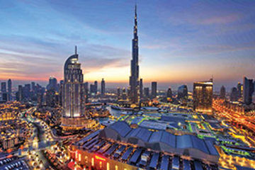 city of Dubai night sky