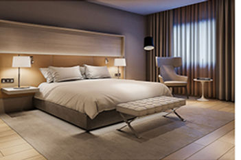 A redesigned Radisson guest room
