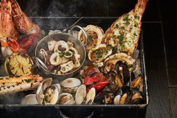 Chef Albisu grilled seafood smoke box