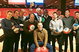 Employees Etouches Belgium office bowling