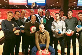 Employees Etouches Belgium office bowling