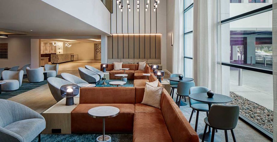 Refurbished lobby of the Fort Worth Sheraton Downtown in Texas