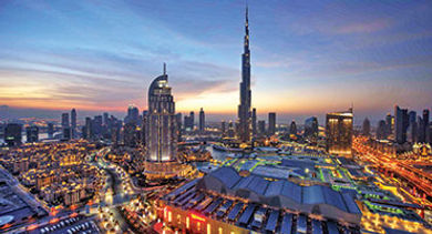 city of Dubai night sky