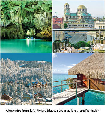 Incentives from Riviera Maya, Bulgaria, Tahiti, and Whistler