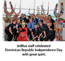 JetBlue staff celebrating