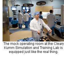 > The mock operating room at the Cleary Kumm Simulation and Training Lab is equipped just like the real thing.