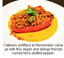 Caterers at Affairs to Remember came up with this vegan and allergy-friendly curried farro-stuffed pepper.