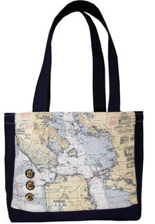 Bag decorated with a navigation map