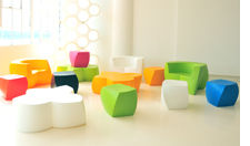 Colorful seating cubes