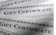 gift certificates